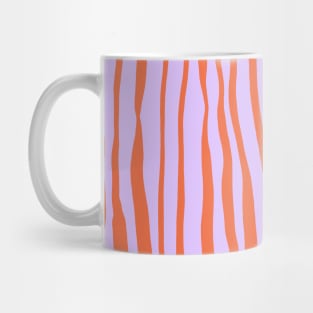 Vertical retro wavy lines - orange and violet Mug